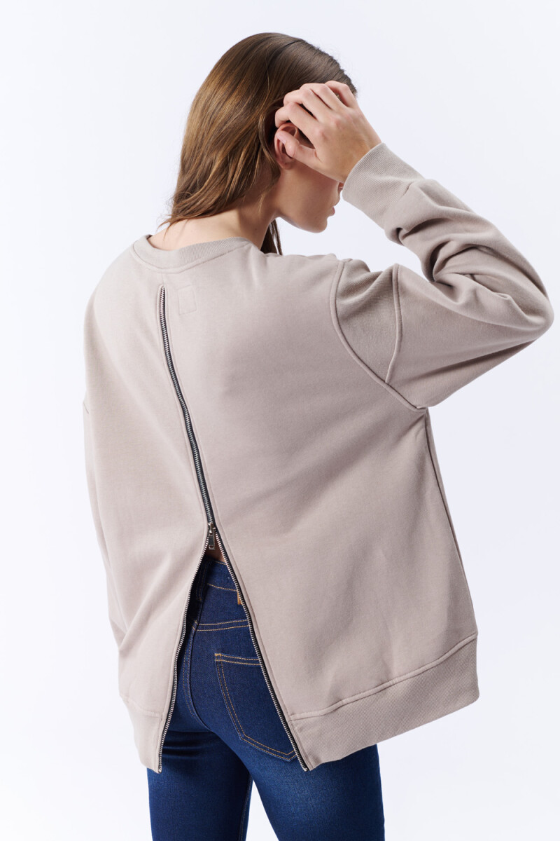 Buzo oversize cierre Beige Grisáceo