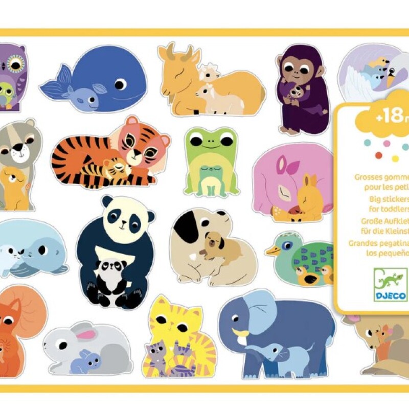 Set x3 láminas de stickers grandes +18m Djeco Set X3 Láminas De Stickers Grandes +18m Djeco