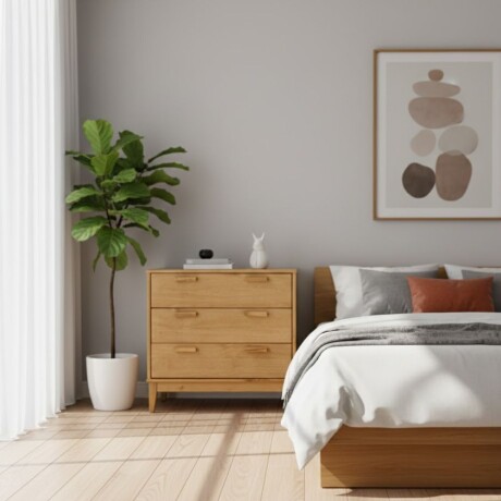 MESA DE LUZ O NOCHE 3 CAJONES EN MADERA MACIZA COLOR MADERA