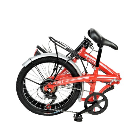 Bicicleta Plegable Rodado 20 Lumax Shimano Parrilla Rojo