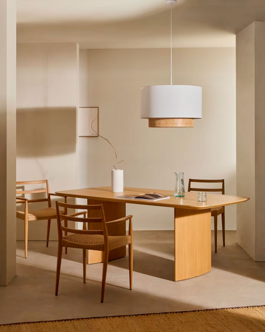 Mesa Litto de chapa de roble de roble 240 x 100 cm