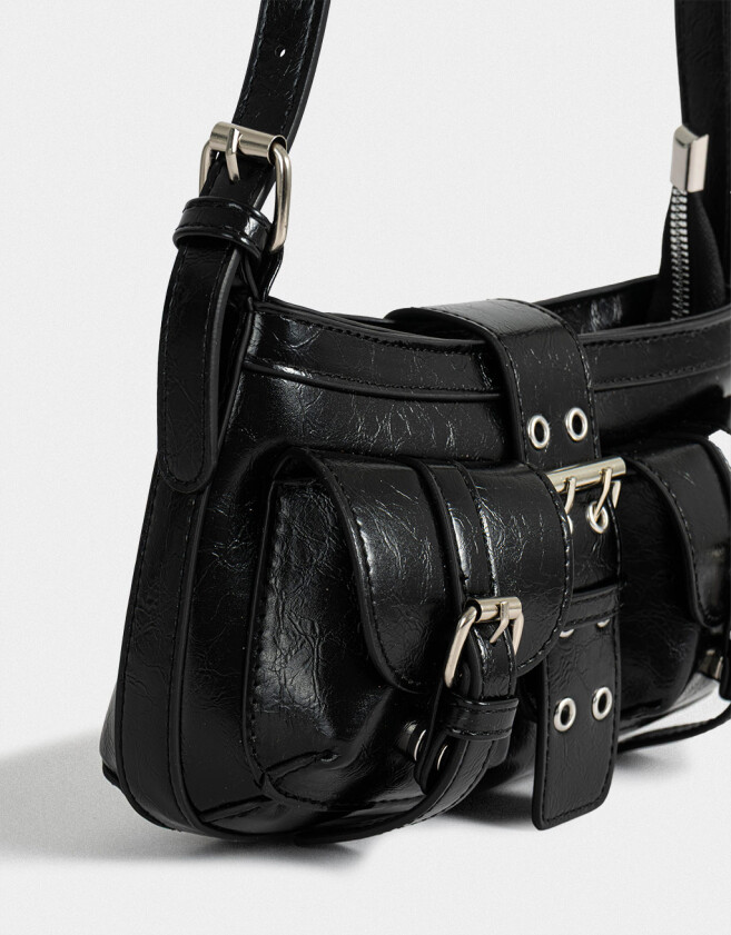 Bandoleras Noche Cartera Formato Baguette - Negro