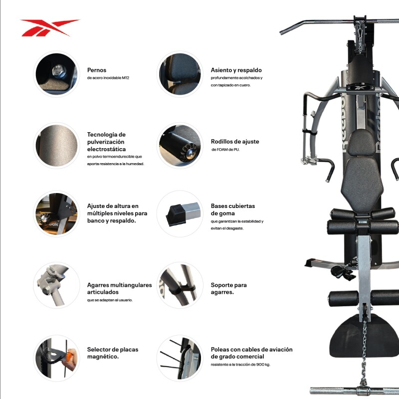 Gimnasio Multifunción Reebok Energy+ 90Kg Plateado