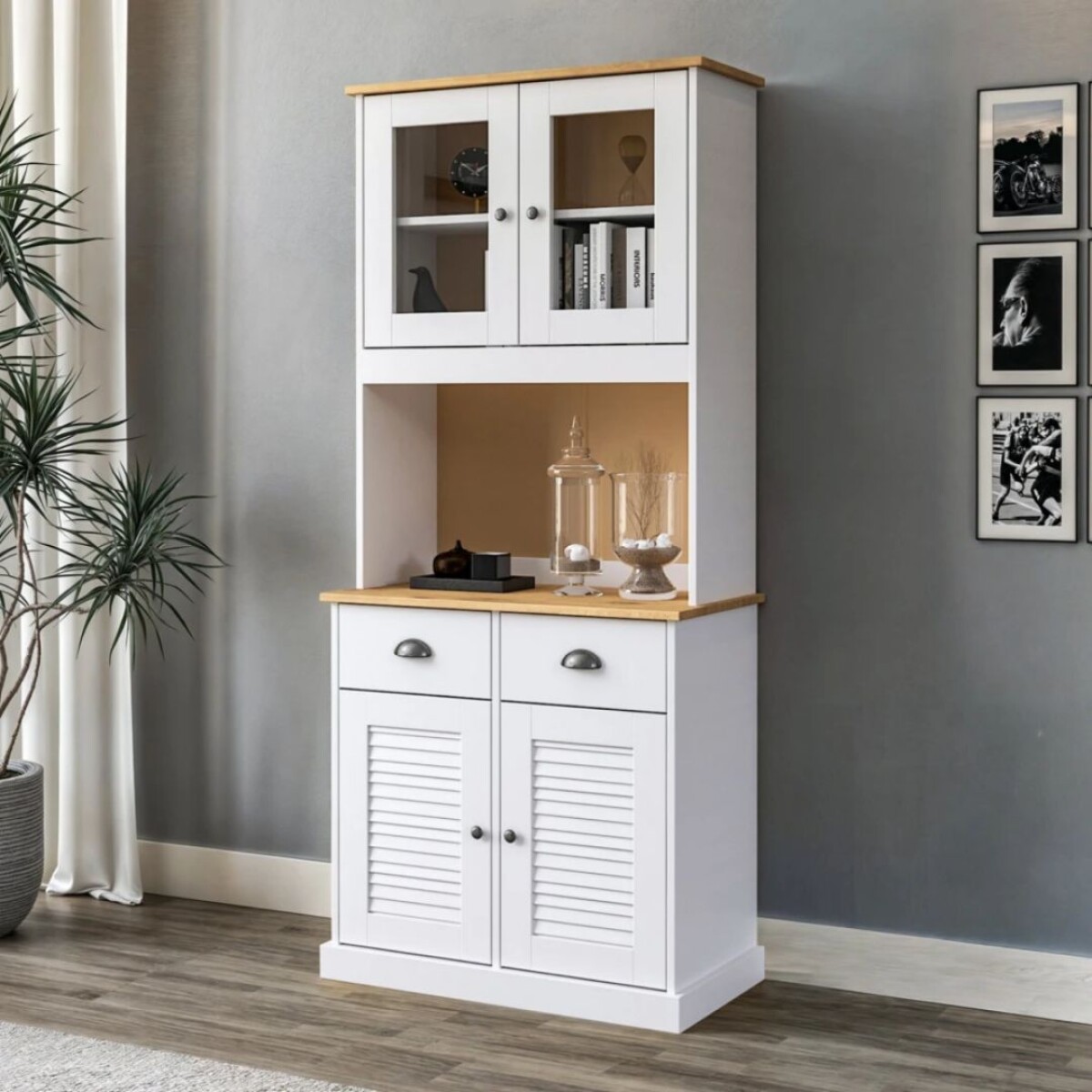 Cristalero - 4 Puertas - 2 Cajones - Línea Valenciana - Blanco Robles 