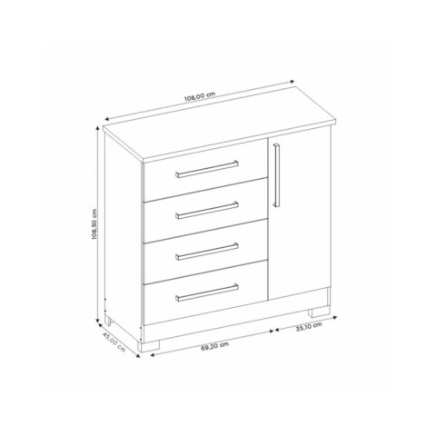Cómoda Zapatera 1 Puerta 4 Cajones NT5185 Notavel Freijo Trend|Off White Cómoda Zapatera 1 Puerta 4 Cajones NT5185 Notavel Freijo Trend|Off White