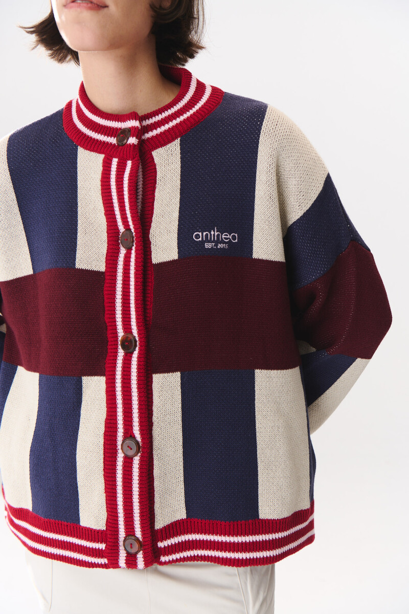 Cardigan Glory Print Azul