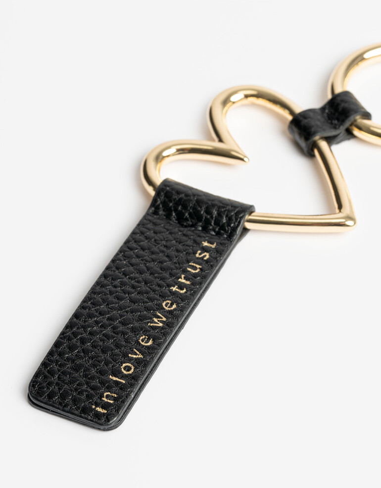 Llavero Cuero/PU Llavero Y Bag Charm De Strap Corazón - Combinacion Bicolor