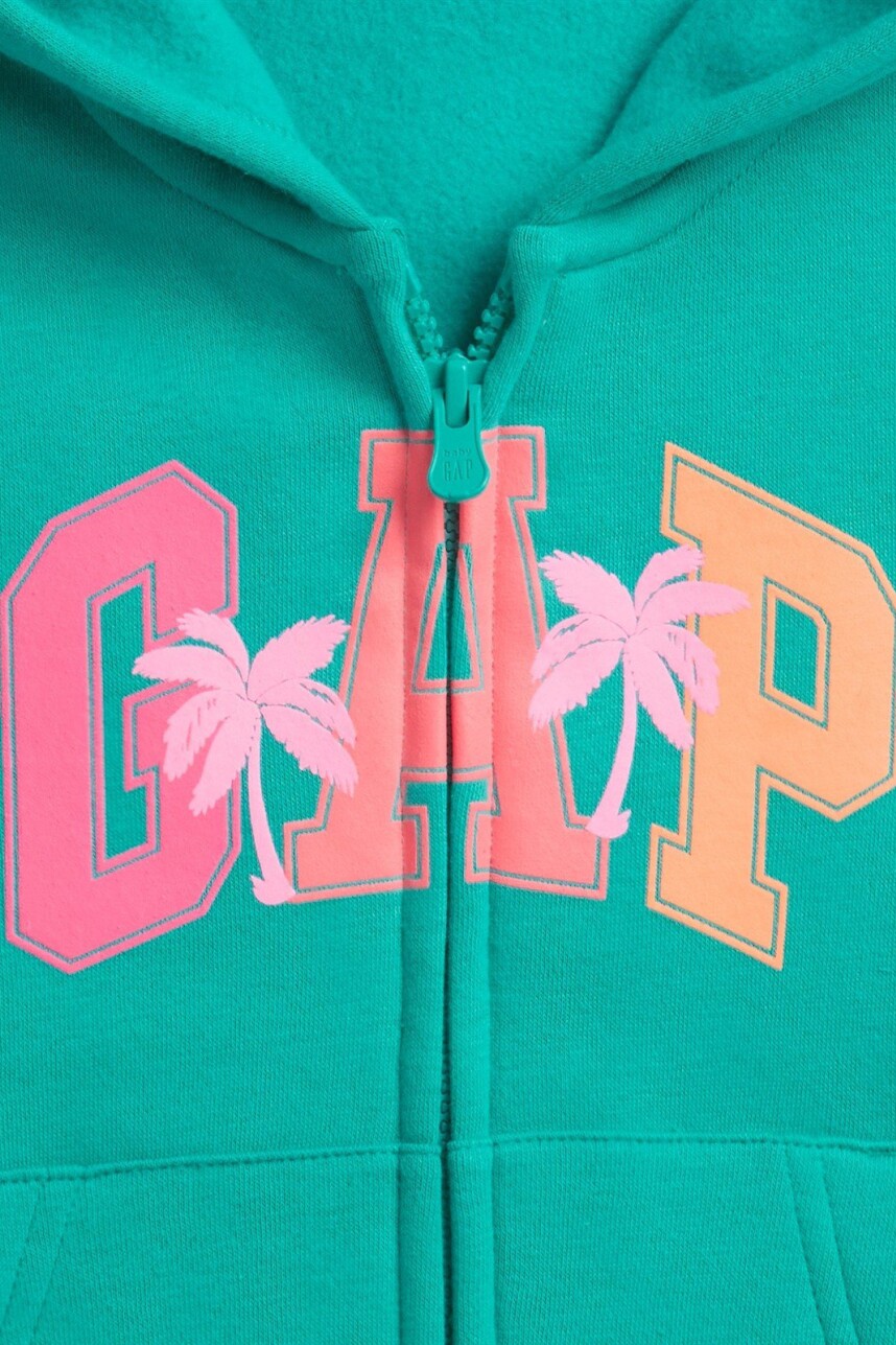 Buzo Canguro Con Cierre Logo Gap Toddler Niña Green Mirage