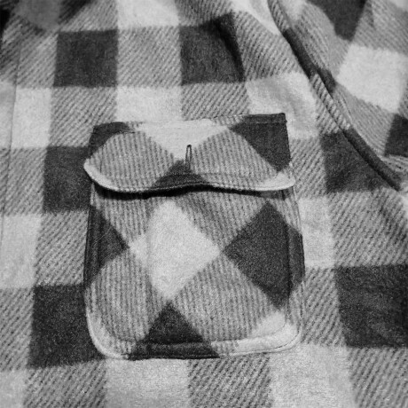 Campera Camisa Leñadora Cangurito Capucha Botones Gris