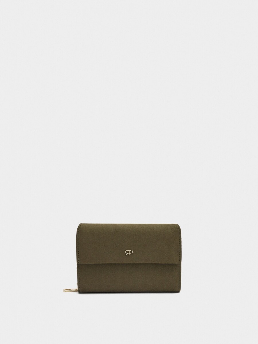 Cartera Efecto Piel Con Solapa caqui