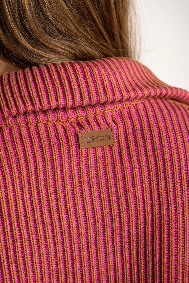 Campera Tejida Algodon Rosa/mocha