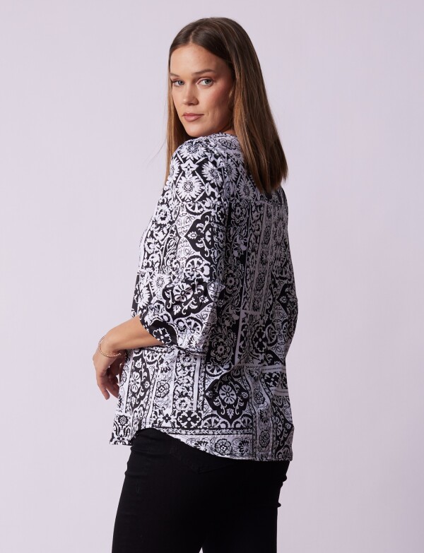 Blusa Relieve BLANCO/NEGRO