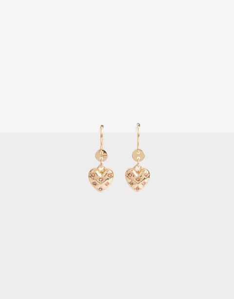 Aros Colgantes Cortos Metal Aros Colgantes Corazón - Dorado