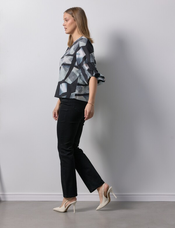 Blusa Manga Balloon MULTI/NEGRO