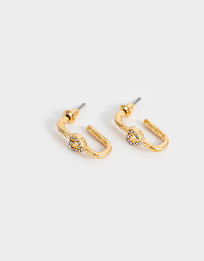 Aros Argollas Con corazón Aros Argolla Con Corazón Strass - Dorado