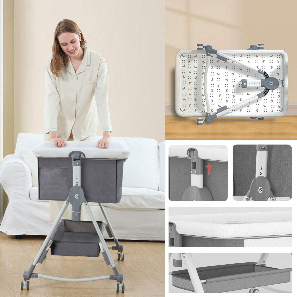 Cuna Colecho Moises Expert Kids Ruedas Mosquitero - Noche 