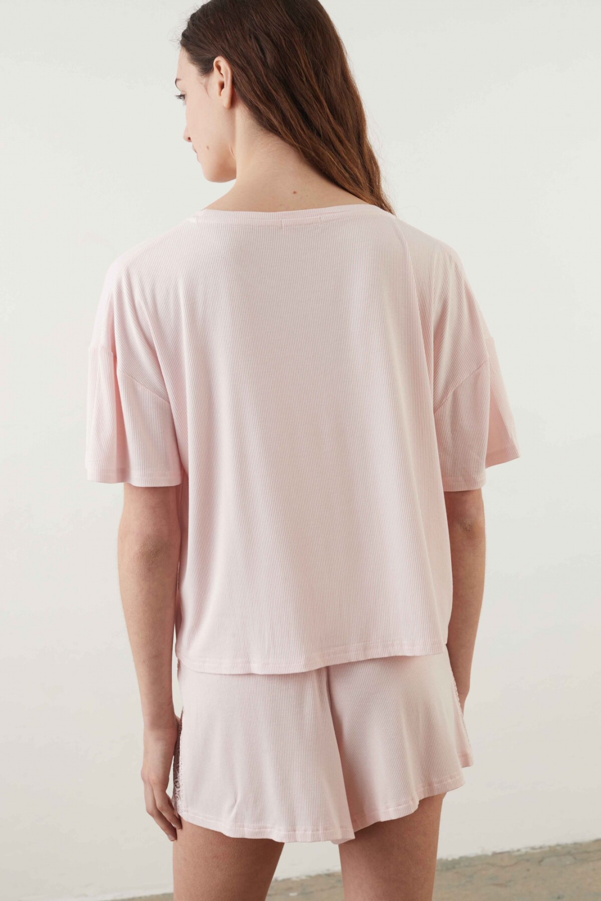 Remera Boxy Rib Rosa Viejo