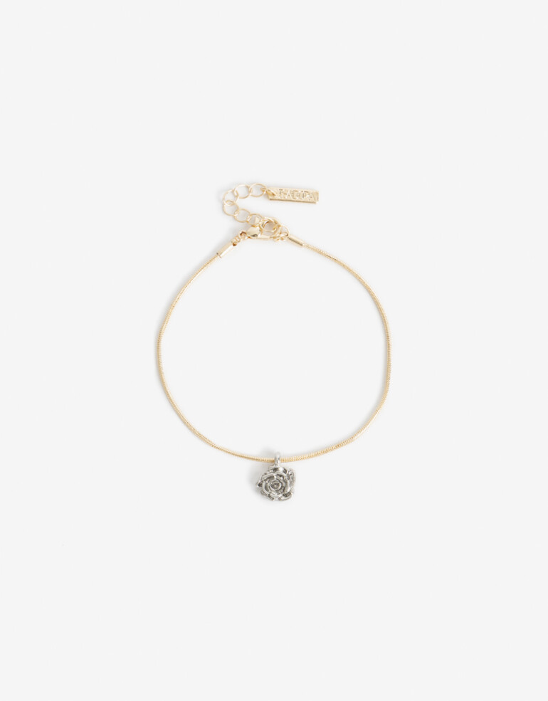 Pulseras Flexibles Metal Pulsera Flexible Biplating Con Dije - Dorado