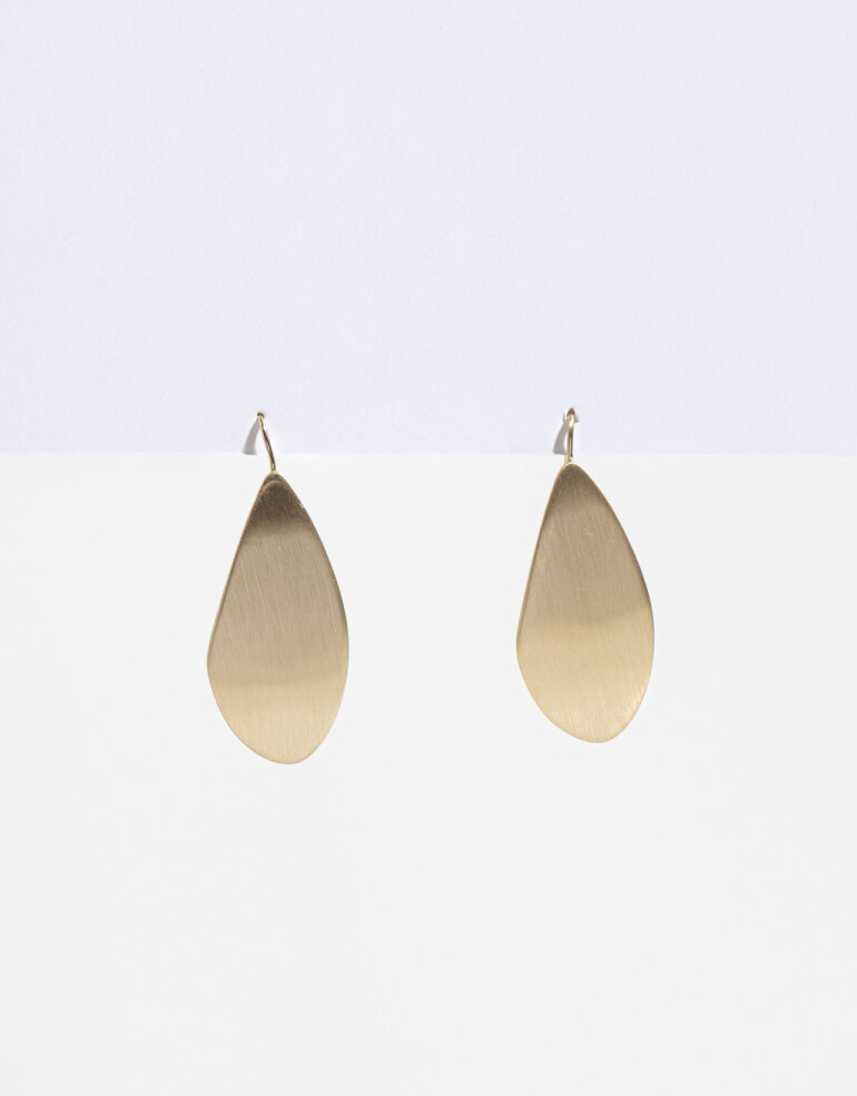 Aros Colgantes Cortos Metal Aros Curvo - Dorado Plata Cepillada