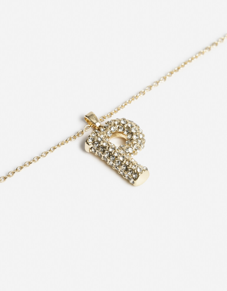 Cadena Corta con Dije Letras Cadena Con Dije Inicial P - Dorado
