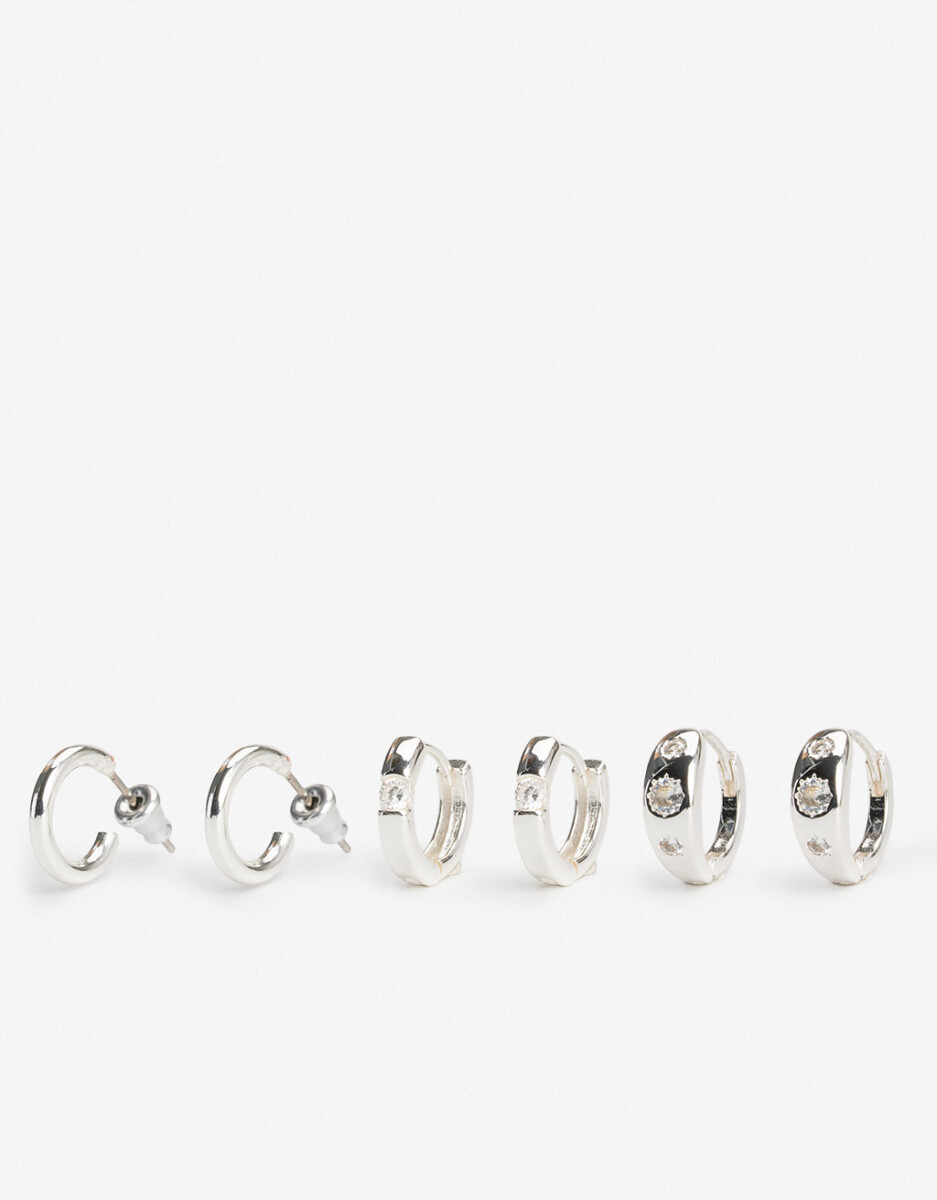 Set De Argollas Bañado En Plata 