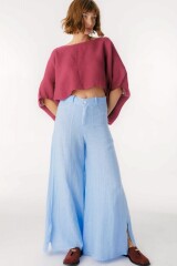 Pantalon Cuarzo Lino Celeste