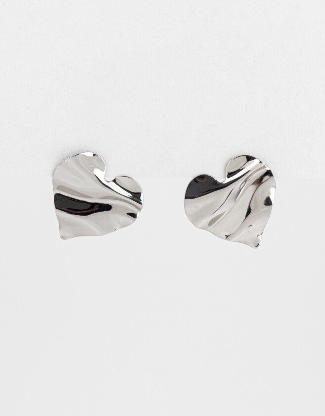 Aros Colgantes Cortos Chapon Aros De Corazones - Plateado