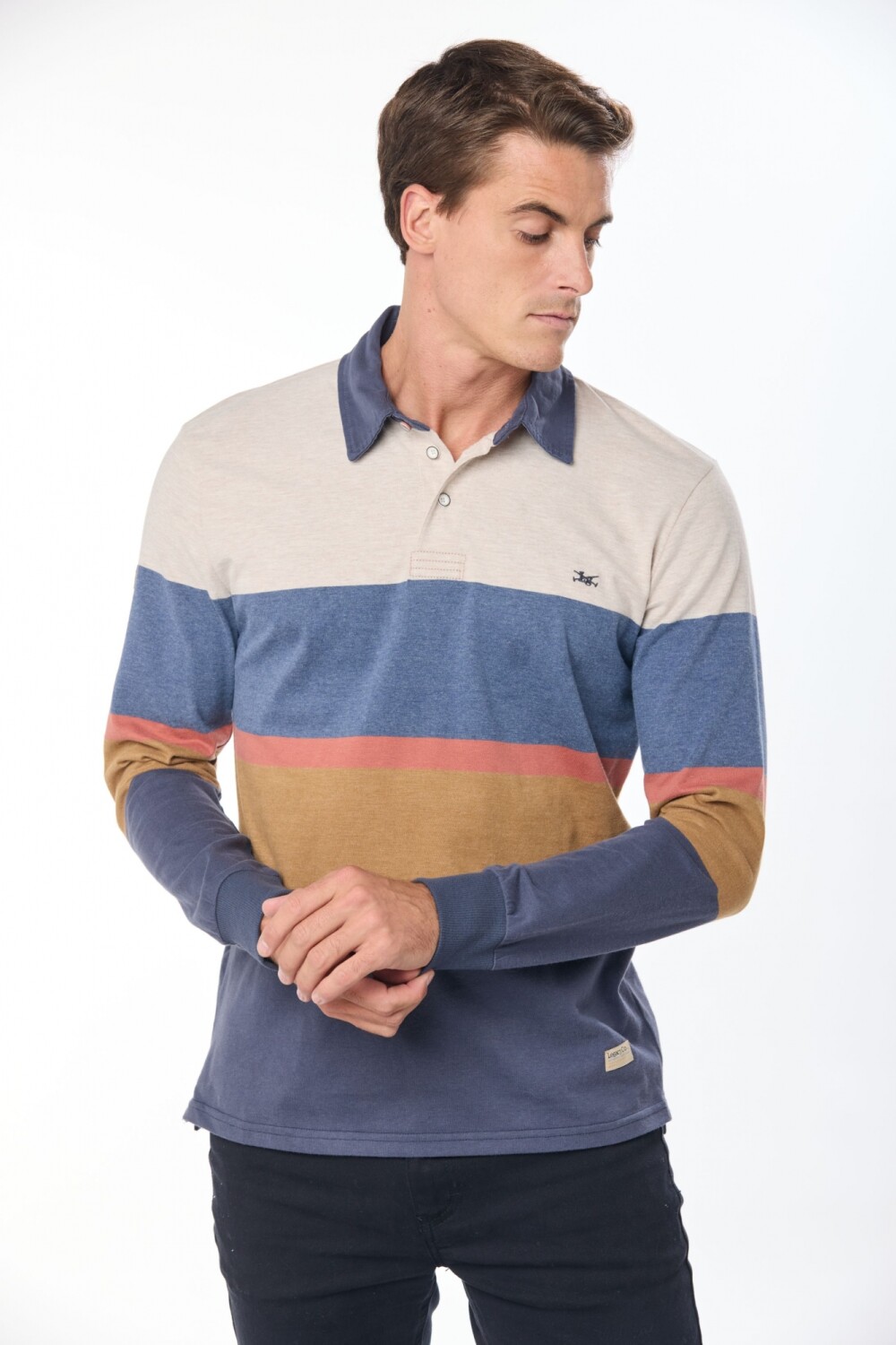 REMERA POLO RAYADA Beige