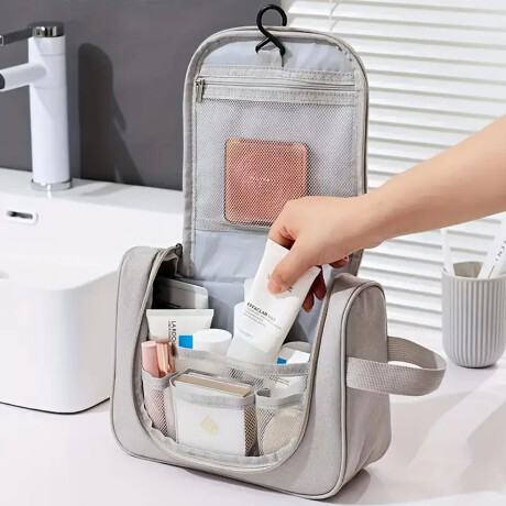Neceser Organizador Colgante de Viaje p/Maquillaje Cosmética Gris