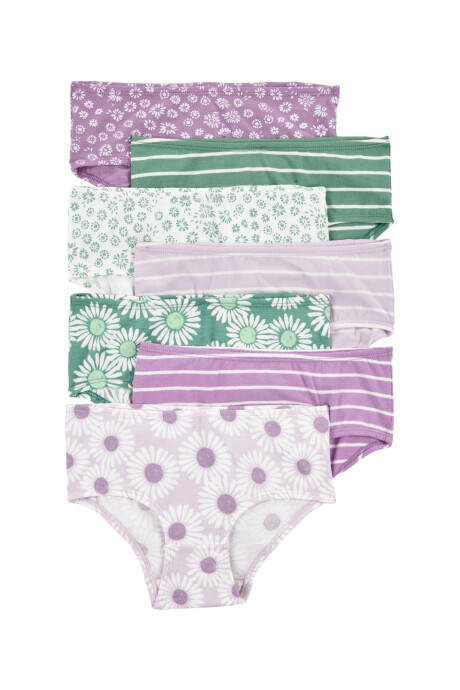 Pack siete bombachas de algodón, estampadas Sin color