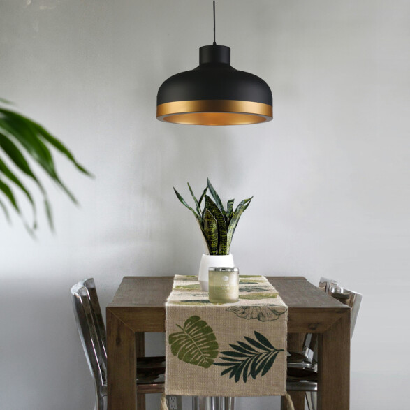 Lámpara colgante campana metal negro dorado Ø42cm IX9163