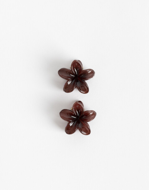 Broches Sets Flores Set De Broches Flor Hawaiana - Marron Chocolate