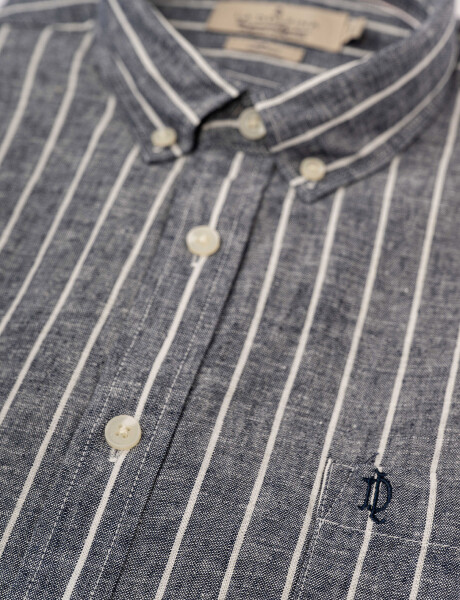 Camisa m/c lino azul