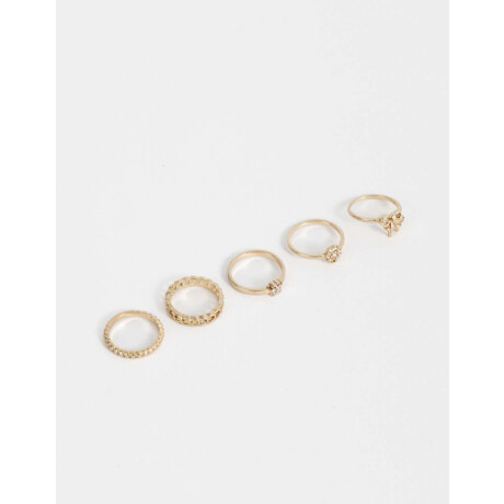 Sets De Anillos Con Strass Crystal Dorado