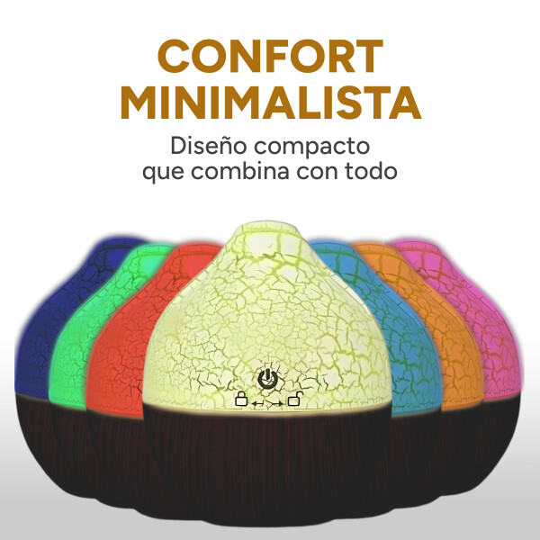 Aromatizante Difusor Ultrasónico De Aceite Esencial Con Led Color Marron Oscuro