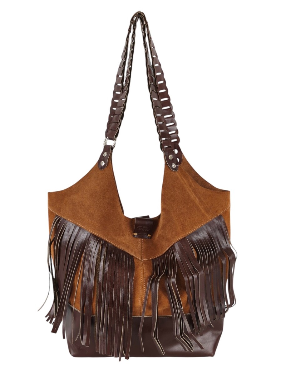 Tote Bag de cuero con flecos - Oxido 