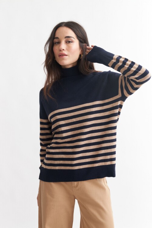 Sweater cuello rompeviento AZUL MARINO