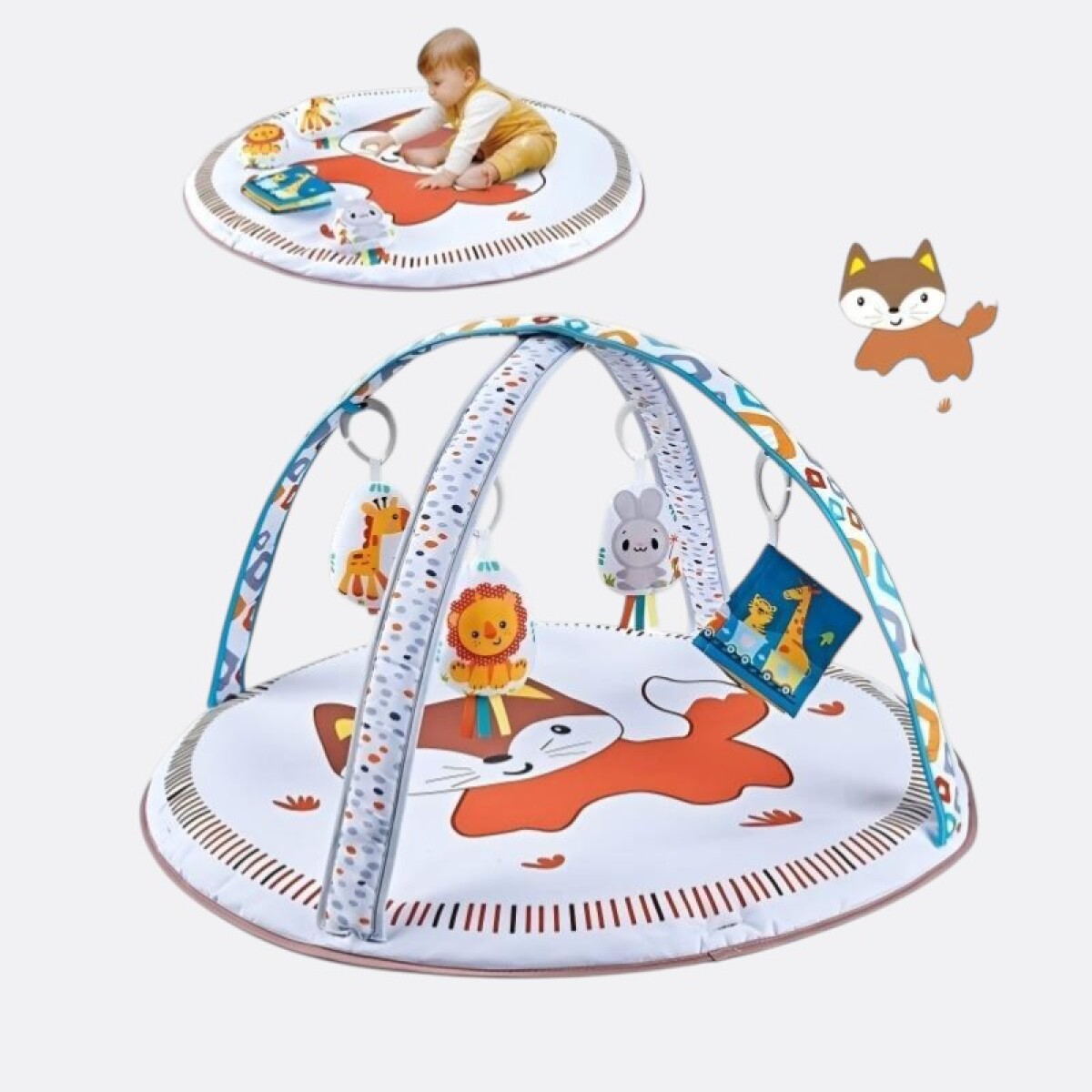 Gimnasio Alfombra Interactiva Bebés 76cm Coordinación 2en1 - Zorro 
