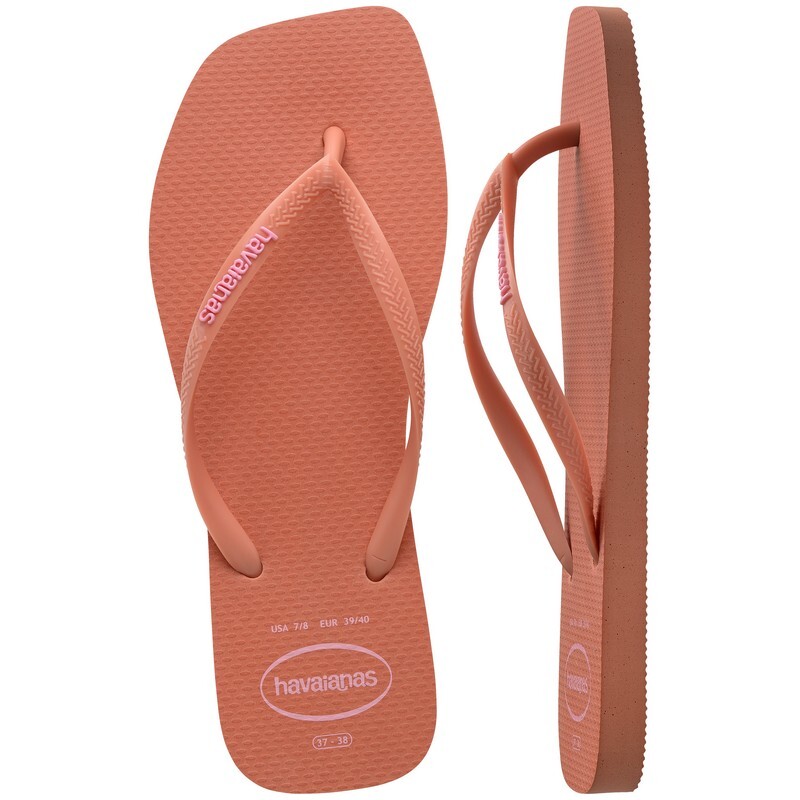 Ojotas Havaianas Slim Square Logo Pop Pp Rosado