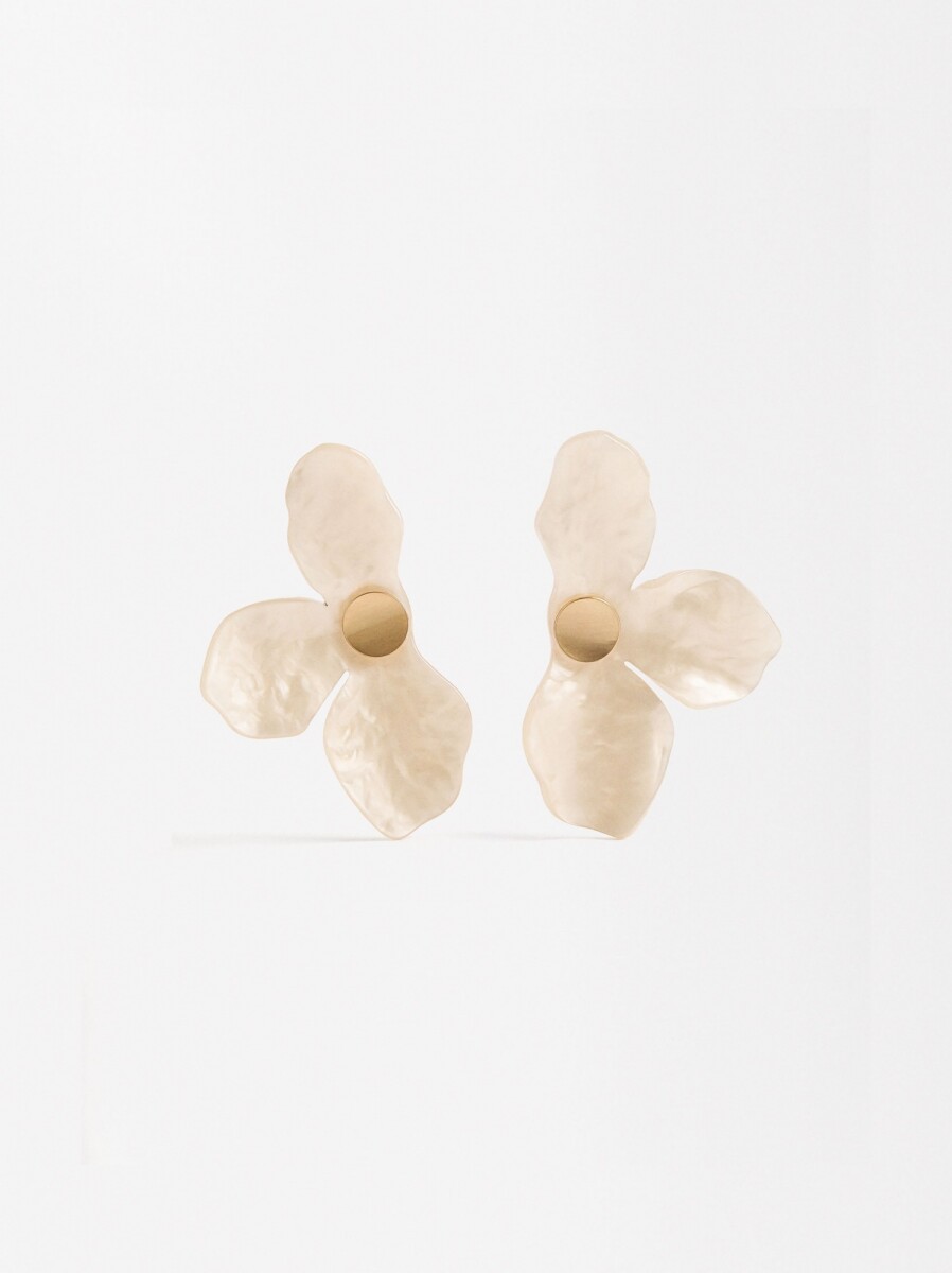 Pendientes De Media Flor De Resina - beige 