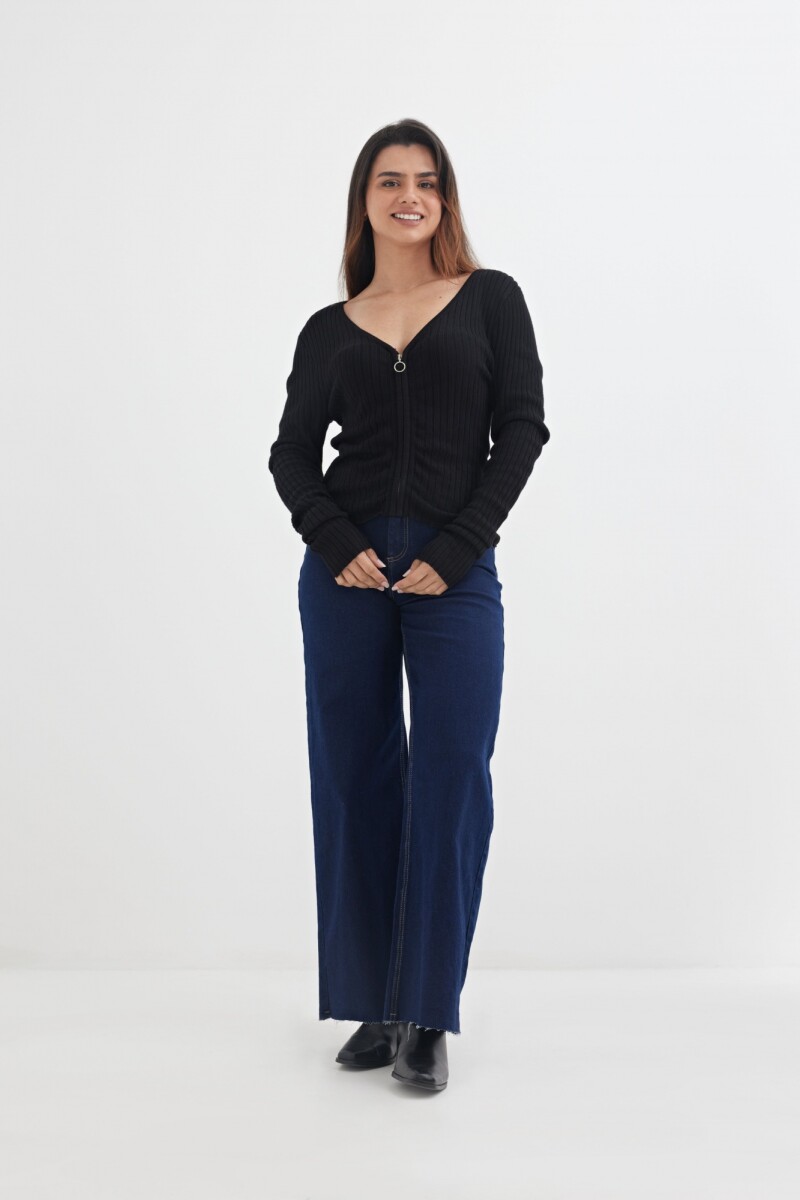 Sweater con cierre frontal NEGRO