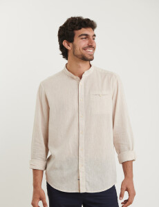 011954 CAMISA HARRINGTON LABEL LINO Natural