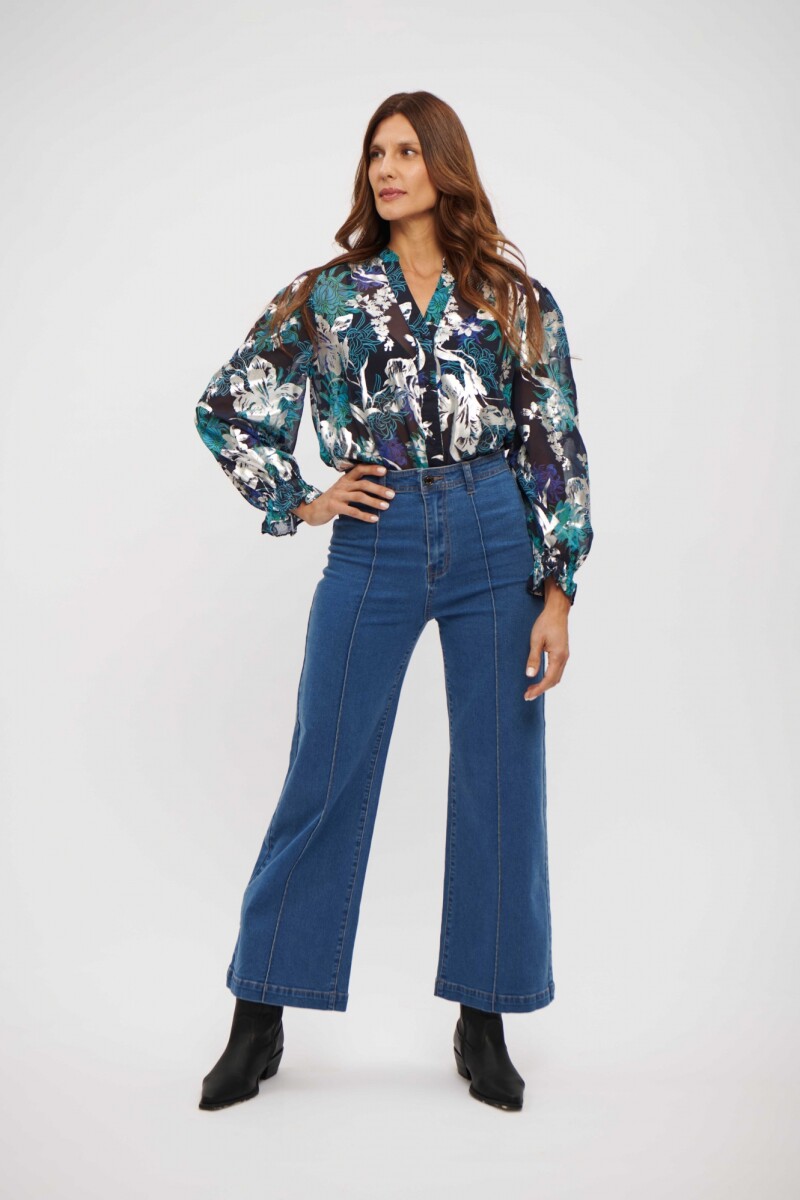 CAMISA DENISE AZUL Y TURQUESA