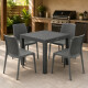 Juego de jardín 4 sillas Natura + mesa 90x90 GRIS