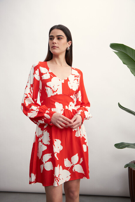Vestido Sara Rojo estampado