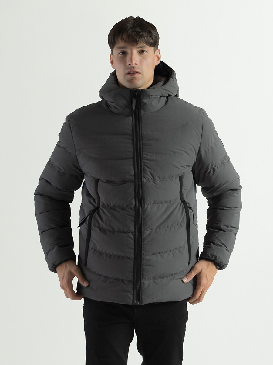 Campera Nylon capitoneada C/capucha Andy - Gris Oscuro 