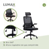 Silla Oficina Penk Ergonomica Giratoria con Apoyacabezas Negro