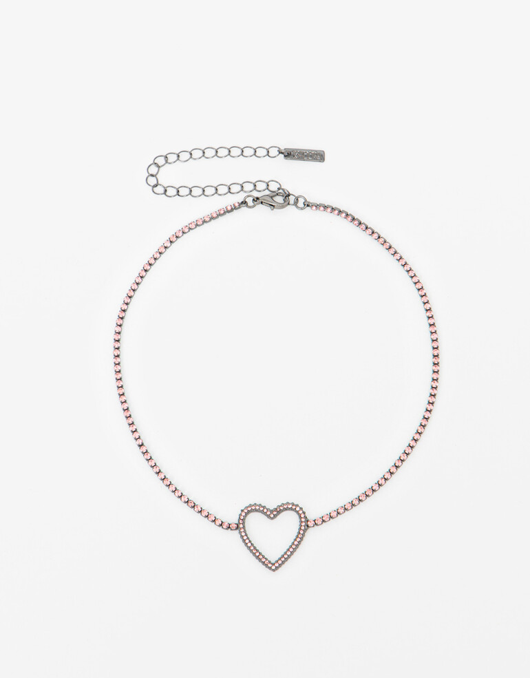 Chokers Strass Choker Corazón Strass - Fucsia Medio