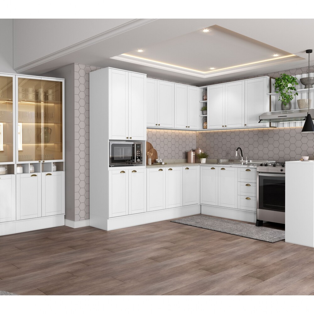 Armario Cocina Americana 2 Puertas de Vidrio Blanco Armario Cocina Americana 2 Puertas de Vidrio Blanco