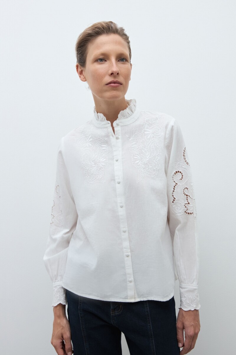 Camisa boho con bordados blanco